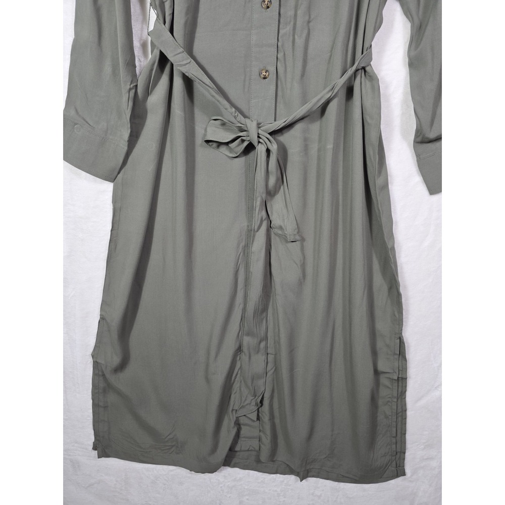 Esmara Shirt Dress Olive Green Button Front Tie Waist Long Sleeve NWT US 10 - Picture 9 of 11